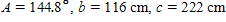 <strong>The information below refers to triangle ABC . cm Find all the missing parts. Apply the rules regarding the use of significant digits after all computations are complete. </strong> A) B) C) D) E)