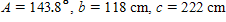 <strong>The information below refers to triangle ABC . cm Find all the missing parts. Apply the rules regarding the use of significant digits after all computations are complete. </strong> A) B) C) D) E)