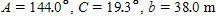 <strong>Solve the triangle. Apply the rules regarding the use of significant digits after all computations are complete. </strong> A) B) C) D) E)