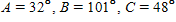 <strong>Solve the triangle. Apply the rules regarding the use of significant digits after all computations are complete. </strong> A) B) C) D) E)