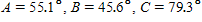 <strong>Solve the triangle. ft, ft, ft Apply the rules regarding the use of significant digits after all computations are complete. </strong> A) B) C) D) E)