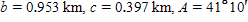 Referring to triangle ABC, find the area of the triangle.   ? Round to three significant digits.