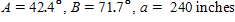 Referring to triangle ABC, find the area of the triangle. ? Round to three significant digits.
