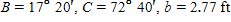 Referring to triangle ABC, find the area of the triangle. ? Round to three significant digits.