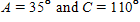 The area of a triangle is 80 in<sup>2</sup>. Find the length of the side included between the angles Round to three significant digits. b = __________ inches