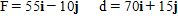 Find the work performed when the given force F is applied to an object, whose resulting motion is represented by the displacement vector d. Assume the force is in pounds and the displacement is measured in feet. 