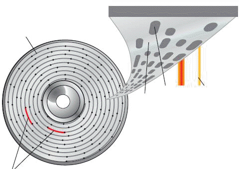 <strong> In the accompanying figure, a single ____ spirals from the center of the disc outward.</strong> A)track B)sector C)cluster D)legacy area