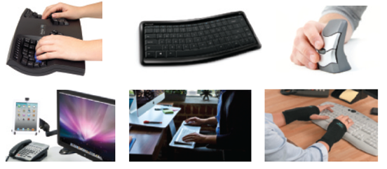 The item in the top-right corner of the accompanying figure can help prevent RSIs, such as carpal tunnel syndrome.