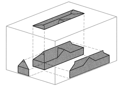 <strong>The accompanying figure shows an ____ projection. </strong> A) oblique B) orthographic C) isometric D) anisometric