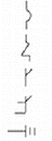 <strong> In the accompanying figure, the electrical symbol at the top stands for a ____.</strong> A) circuit breaker B) fusible element C) single-throw knife switch D) ground