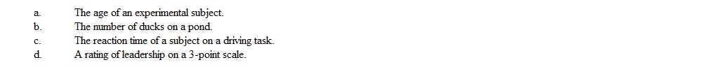 Indicate whether the following variables are discrete or continuous.