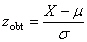 The formula for z obt for the sampling distribution of the mean is .