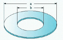 In the illustration you ll notice that the diameter of a metal washer is a = 8 centimeters. The diameter of the hole is b = 5 centimeters. How many square centimeters of metal are there in 32 washers? Express the answer in terms of \pi . __________ square centimeters