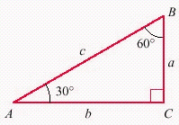  <strong>For this problem use the triangle in the figure. If a = 7 feet find b and c . Express the answers in simplest radical form.  </strong> A)  b = 7 \sqrt { 3 } \text { feet, } c = 14 \sqrt { 3 } \text { feet }  B)  b = 14 \text { feet, } c = 14 \text { feet }  C)  b = 7 \sqrt { 3 } \text { feet, } c = 14 \text { feet }  D)  b = 7 \sqrt { 3 } \text { feet, } c = 7 \sqrt { 3 } \text { feet }  <div style=padding-top: 35px>  